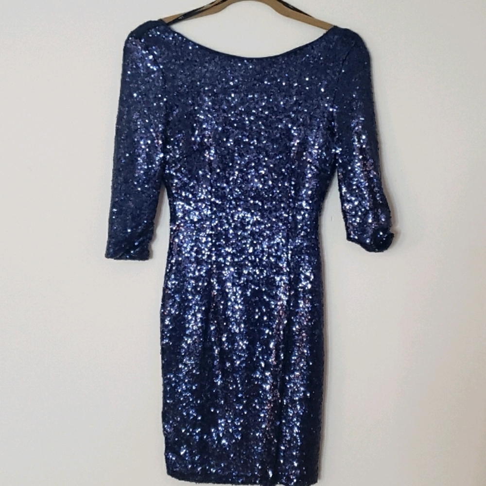 Lulu's Navy Blue Sequin Dress
